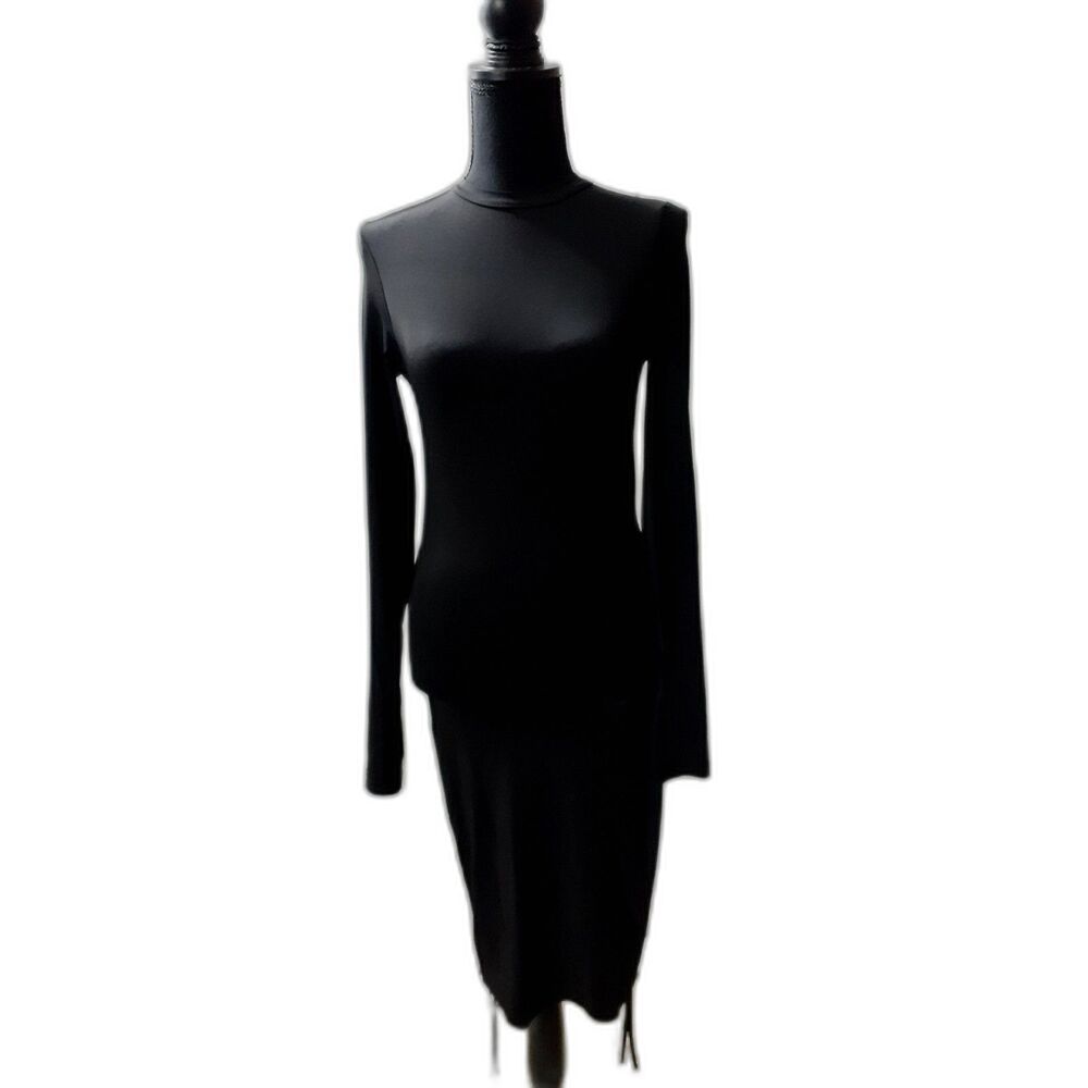Women's Maxi Dress Size XS Black  Long Sleeve Stretch #117